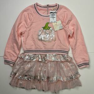 Truly Me Girls Peach Pumpkin Dress Silver Ruffle Layered Sparkle Tutu Size 6 NWT